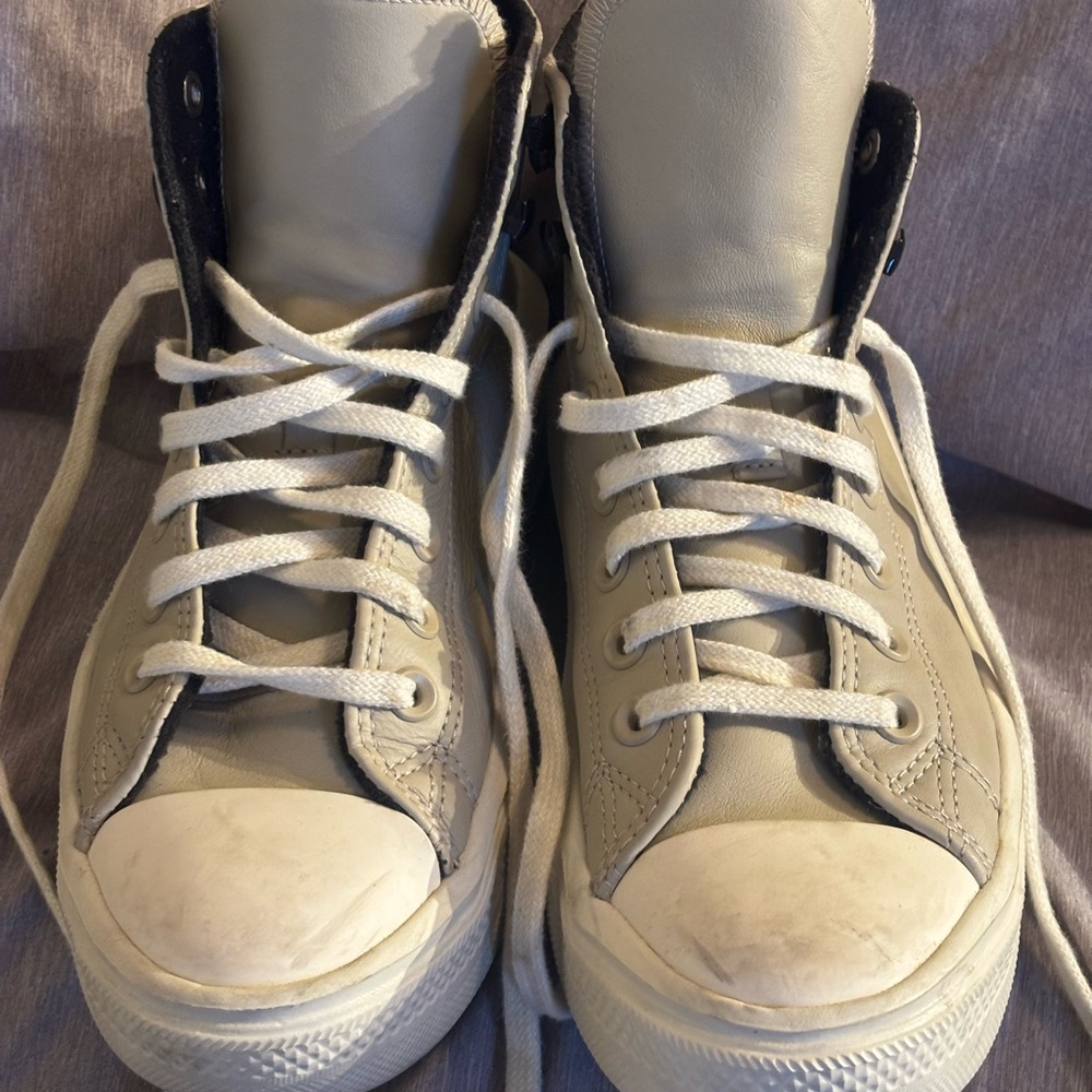 Converse Beige High-Tops with Black Interior